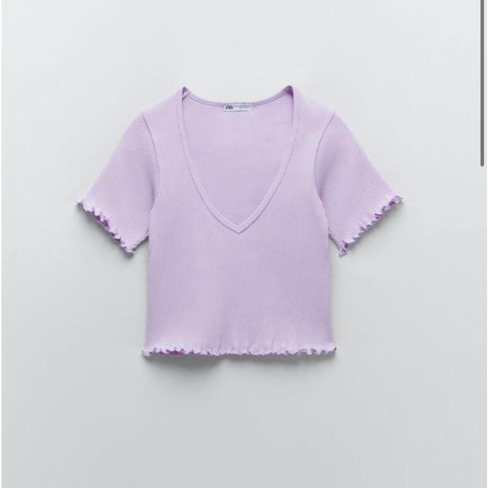 x Zara Lavender Ruffle Crop x